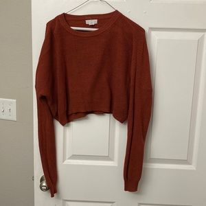 Red Cropped “Ivy & Main” Knit Sweater